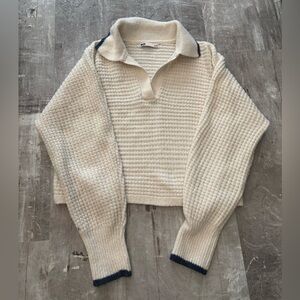 SO Cream Knit Collared Sweater